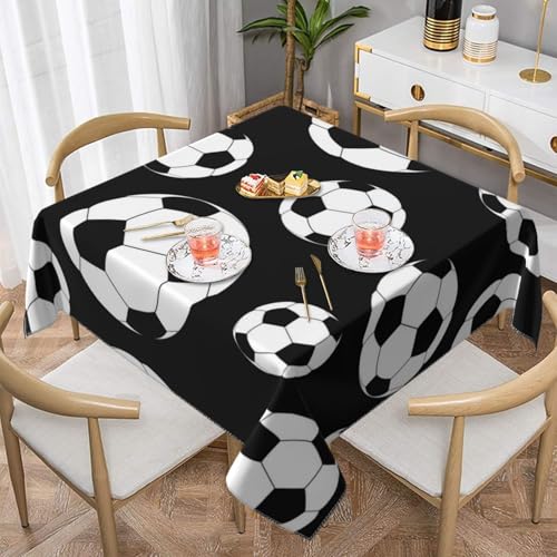 Fußball-Fußbälle, quadratisch, staubdicht, wasserdicht, Tischdecke, 139,7 x 139,7 cm Fußball-Fußbälle, quadratisch, staubdicht, wasserdicht, Tischdecke, 139,7 x 139,7 cm von BYwenhopnbs