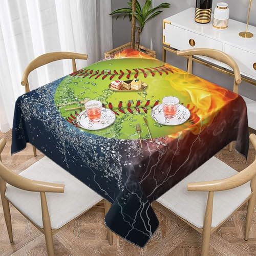 Gelbe SoftballSquare Staubdichte Tischdecke wasserdichte Tischdecke 55x55Zoll Gelbe SoftballSquare Staubdichte Tischdecke wasserdichte Tischdecke 55x55Zoll von BYwenhopnbs