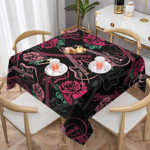 Gitarre und RoseSquare Staubdichte Tischdecke wasserdichte Tischdecke 55x55Zoll Gitarre und RoseSquare Staubdichte Tischdecke wasserdichte Tischdecke 55x55Zoll von BYwenhopnbs