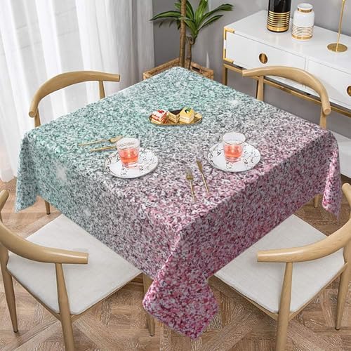 Glänzendes rosa Muster, quadratisch, staubdicht, wasserdicht, Tischdecke, 139,7 x 139,7 cm von BYwenhopnbs