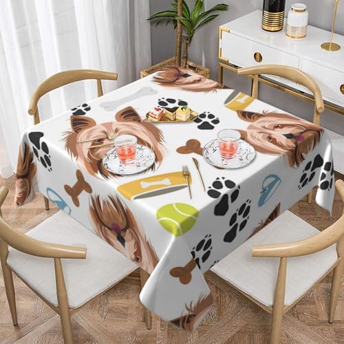 Lächelnder Hund Yorkshire Terrier Quadratische staubdichte Tischdecke wasserdichte Tischdecke 55x55 Zoll Lächelnder Hund Yorkshire Terrier Quadratische staubdichte Tischdecke wasserdichte Tischdecke 55x55 Zoll von BYwenhopnbs