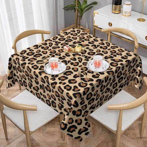 Leopardenmuster, Schwarz, Braun, Rost und Hellbraun, quadratisch, staubdicht, wasserdicht, Tischdecke, 139,7 x 139,7 cm Leopardenmuster, Schwarz, Braun, Rost und Hellbraun, quadratisch, staubdicht, wasserdicht, Tischdecke, 139,7 x 139,7 cm von BYwenhopnbs