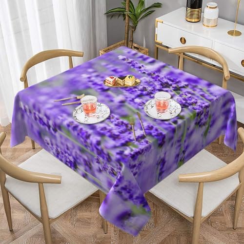 Lila Lavendel Bedruckte quadratische staubdichte Tischdecke, wasserdichte Tischdecke, 55 x 55 Zoll Lila Lavendel Bedruckte quadratische staubdichte Tischdecke, wasserdichte Tischdecke, 55 x 55 Zoll von BYwenhopnbs