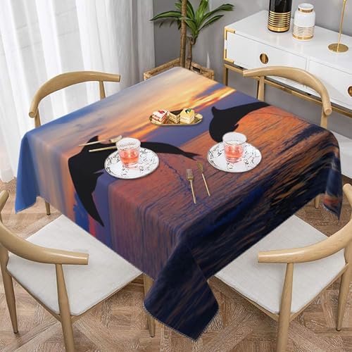 Niedlicher Delfin-Druck, quadratisch, staubdicht, wasserdicht, Tischdecke, 139,7 x 139,7 cm von BYwenhopnbs