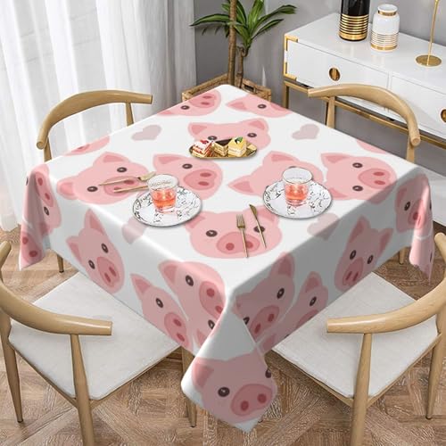Niedliches Schwein (1) Quadratische staubdichte Tischdecke, wasserdichte Tischdecke, 55 x 55 Zoll von BYwenhopnbs