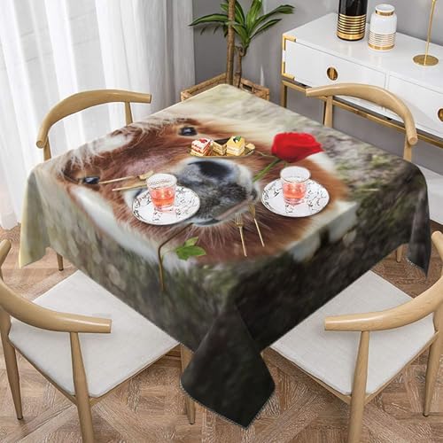Pferd und Rose, quadratisch, staubdicht, wasserdicht, Tischdecke, 139,7 x 139,7 cm Pferd und Rose, quadratisch, staubdicht, wasserdicht, Tischdecke, 139,7 x 139,7 cm von BYwenhopnbs