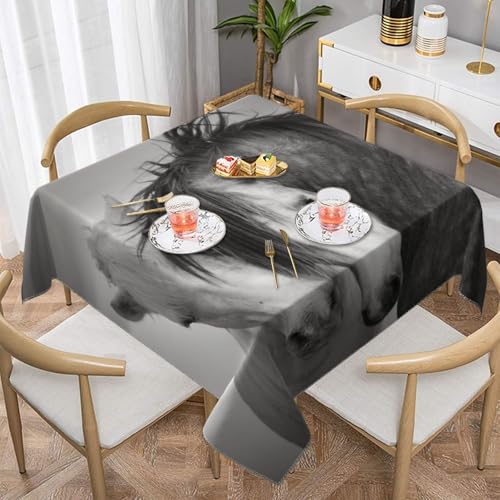 Pferde (2) Quadratische staubdichte Tischdecke, wasserdichte Tischdecke, 55 x 55 Zoll von BYwenhopnbs