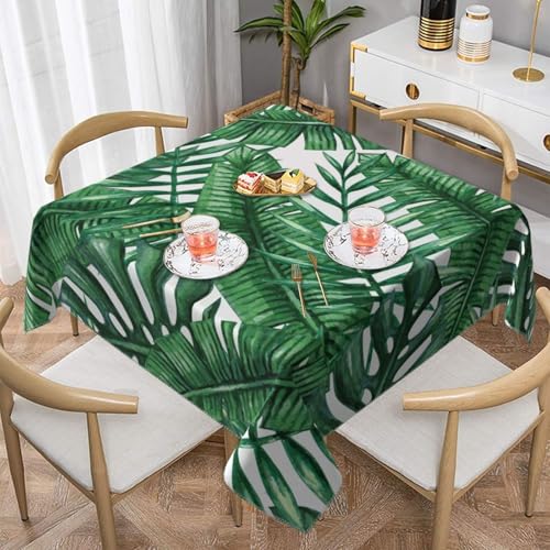 Quadratische, staubdichte Tischdecke mit grünem Blattmuster, wasserdicht, 139,7 x 139,7 cm Quadratische, staubdichte Tischdecke mit grünem Blattmuster, wasserdicht, 139,7 x 139,7 cm von BYwenhopnbs