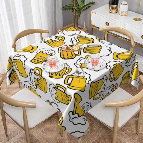 Retro Cartoon BeerSquare Staubdichte Tischdecke wasserdichte Tischdecke 55x55Zoll Retro Cartoon BeerSquare Staubdichte Tischdecke wasserdichte Tischdecke 55x55Zoll von BYwenhopnbs