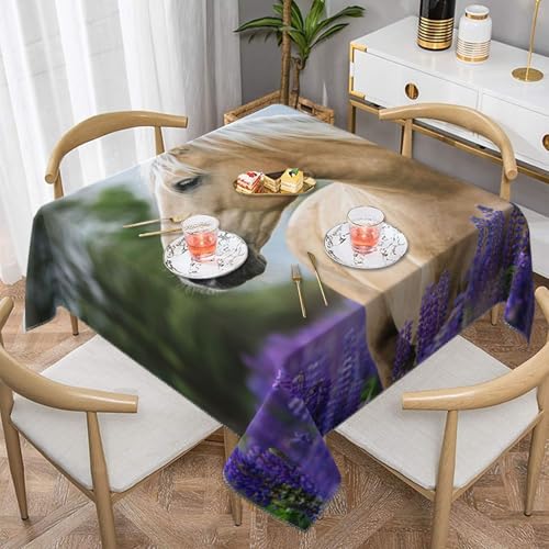 Schönes Palomino-Pferd, Lavendel, quadratisch, staubdicht, wasserdicht, Tischdecke, 139,7 x 139,7 cm von BYwenhopnbs