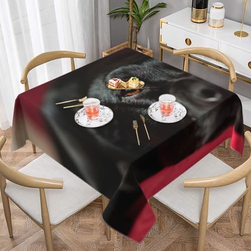 Schwarze Labrador Retriever-Haustiere, Bokeh, Schwarze Hunde, quadratisch, staubdicht, wasserdicht, Tischdecke, 139,7 x 139,7 cm von BYwenhopnbs