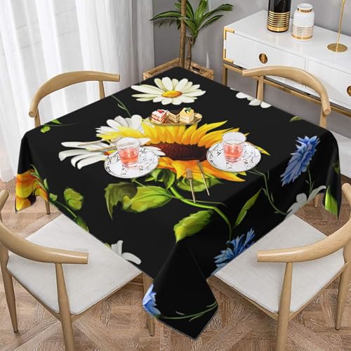 Sonnenblumen-Kamille-Druck, quadratisch, staubdicht, wasserdicht, Tischdecke, 139,7 x 139,7 cm Sonnenblumen-Kamille-Druck, quadratisch, staubdicht, wasserdicht, Tischdecke, 139,7 x 139,7 cm von BYwenhopnbs