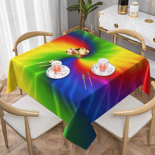 Tie Dye RainbowSquare Staubdichte Tischdecke wasserdichte Tischdecke 55x55Zoll Tie Dye RainbowSquare Staubdichte Tischdecke wasserdichte Tischdecke 55x55Zoll von BYwenhopnbs