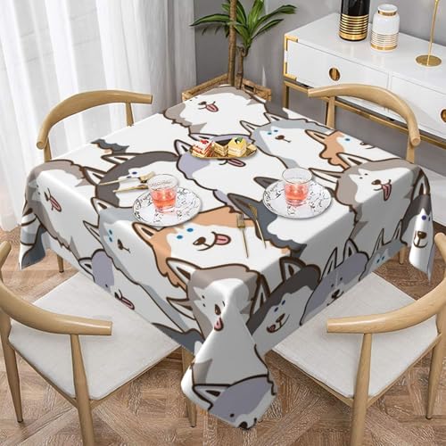 Tischdecke mit Cartoon-Motiv „Siberian Husky Dog“, quadratisch, staubdicht, wasserdicht, 139,7 x 139,7 cm Tischdecke mit Cartoon-Motiv „Siberian Husky Dog“, quadratisch, staubdicht, wasserdicht, 139,7 x 139,7 cm von BYwenhopnbs