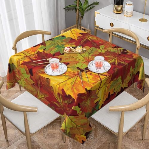 Tischdecke mit Herbstlaub-Print, quadratisch, staubdicht, wasserdicht, 139,7 x 139,7 cm Tischdecke mit Herbstlaub-Print, quadratisch, staubdicht, wasserdicht, 139,7 x 139,7 cm von BYwenhopnbs