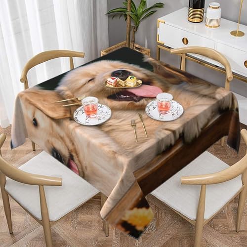 Tischdecke mit Motiv Golden Retriever, Hunde, Welpen, Haustiere, Bedruckt, quadratisch, staubdicht, wasserdicht, 139,7 x 139,7 cm Tischdecke mit Motiv Golden Retriever, Hunde, Welpen, Haustiere, Bedruckt, quadratisch, staubdicht, wasserdicht, 139,7 x 139,7 cm von BYwenhopnbs