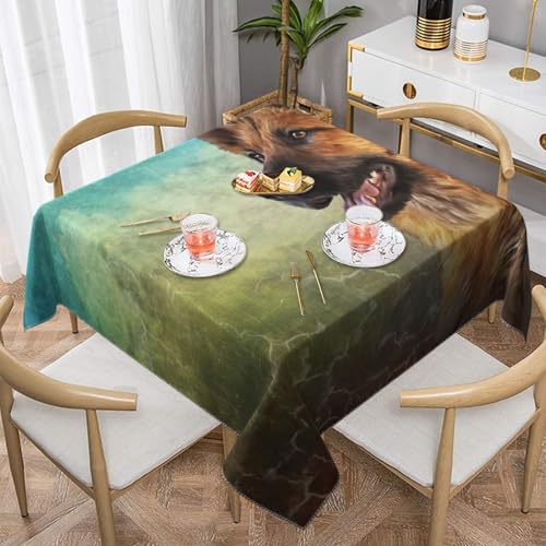 Tischdecke mit Porträt eines Deutschen Schäferhundes, quadratisch, staubdicht, wasserdicht, 139,7 x 139,7 cm von BYwenhopnbs