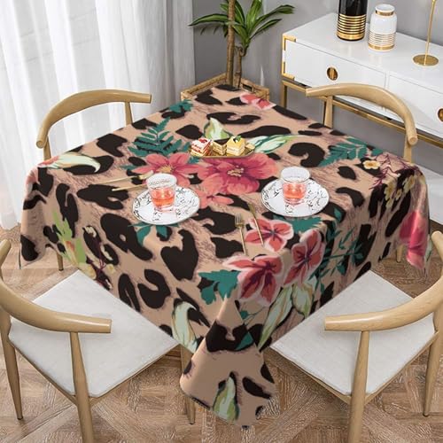Vintage Leopard Flower PrintedSquare Staubdichte Tischdecke wasserdichte Tischdecke 55x55Zoll Vintage Leopard Flower PrintedSquare Staubdichte Tischdecke wasserdichte Tischdecke 55x55Zoll von BYwenhopnbs