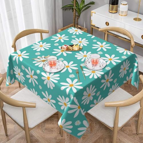 Weiße Gänseblümchen-Blumen, quadratisch, staubdicht, wasserdicht, Tischdecke, 139,7 x 139,7 cm Weiße Gänseblümchen-Blumen, quadratisch, staubdicht, wasserdicht, Tischdecke, 139,7 x 139,7 cm von BYwenhopnbs