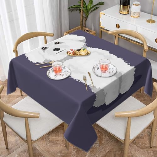 Weißer Bichon Frise DogSquare Staubdichte Tischdecke wasserdichte Tischdecke 55x55Zoll Weißer Bichon Frise DogSquare Staubdichte Tischdecke wasserdichte Tischdecke 55x55Zoll von BYwenhopnbs