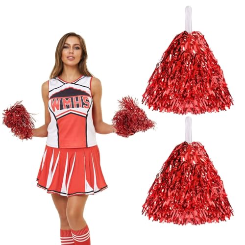 BZKSER Cheerleader Pompons - 2 pcs Metal Foil Cheerleading Pompons, Pompons Cheerleader,Cheerleader Pompons mit Griffen Cheer Poms für Ballspiele Tänze Karnevalspartys,heißes Mädchen BZKSER Cheerleader Pompons - 2 pcs Metal Foil Cheerleading Pompons, Pompons Cheerleader,Cheerleader Pompons mit Griffen Cheer Poms für Ballspiele Tänze Karnevalspartys,heißes Mädchen von BZKSER