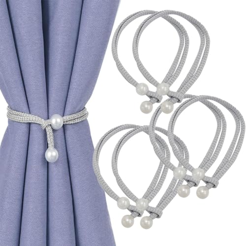 BZKSER Perle Vorhang Raffhalter - 6 pcs Raffhalter für Vorhänge,Gardinenhalter Seil Baumwoll Handstrick Vorhanghalter, Gardinen Halterung für Zuhause, Büro, Fenster Dekorativ,Mehrzweck von BZKSER