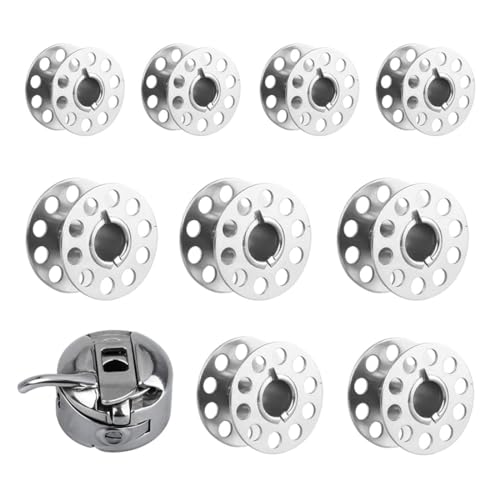 BZKSER Spulen Nähmaschine - 9Pcs Nähmaschine Spulen Set Metall und 1 Stücke Nähmaschinen Spulenkapsel für Frontlader Maschinen BZKSER Spulen Nähmaschine - 9Pcs Nähmaschine Spulen Set Metall und 1 Stücke Nähmaschinen Spulenkapsel für Frontlader Maschinen von BZKSER