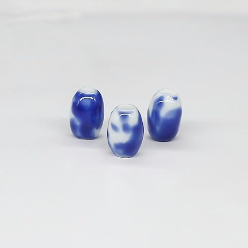 BZSDDY 20 Stück 125 x 9 mm blaue und weiße Porzellan-Keramikperlen zur Schmuckherstellung lose Porzellanperlen zum Basteln von Armbändern Keramikanhänger von BZSDDY