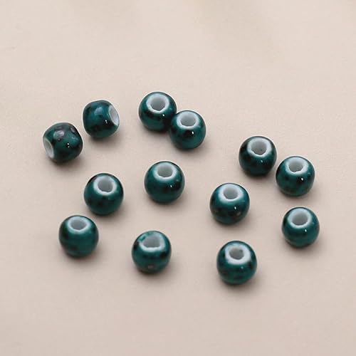 BZSDDY 30–100 Stück 6/8/10/12 mm grüne Glasur runde Keramikperlen zur Schmuckherstellung Porzellan-Loseperlen für Armbänder Basteln von Keramikanhängern von BZSDDY