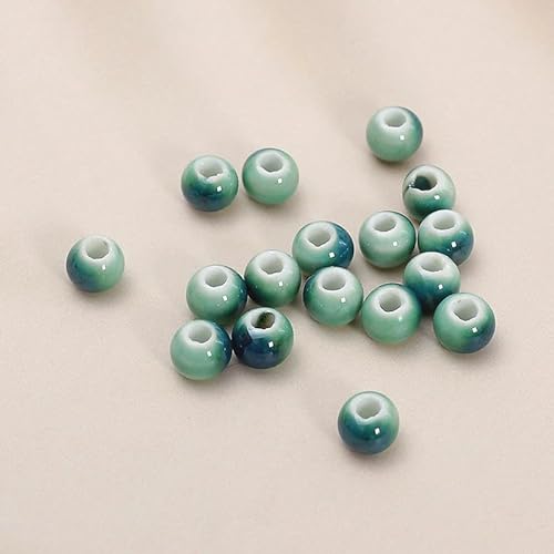 BZSDDY 30–100 Stück 6/8/10/12 mm grüne Glasur runde Keramikperlen zur Schmuckherstellung Porzellan-Loseperlen für Armbänder Basteln von Keramikanhängern von BZSDDY