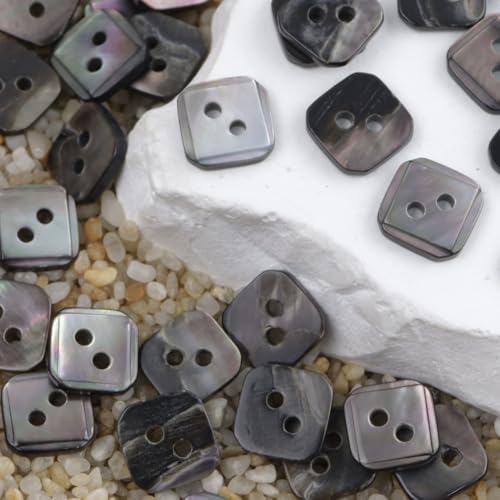 BZSDDY 5/10 Stück quadratische Schwarze natürliche Muschelknöpfe Perlmuttknöpfe Muschelknöpfe Nähen 2/4-Loch-Knöpfe für Stoffmäntel Anzüge von BZSDDY