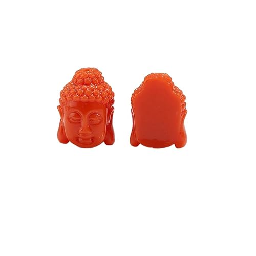 BZSDDY Buddhakopf-Perlen aus rosa Muschelharz, Koralle, 11 x 15 mm, Charm-Anhänger, Buddhakopf-Abstandshalter-Perlen zur Schmuckherstellung, tibetische Buddha-Perlen, 30 Stück von BZSDDY