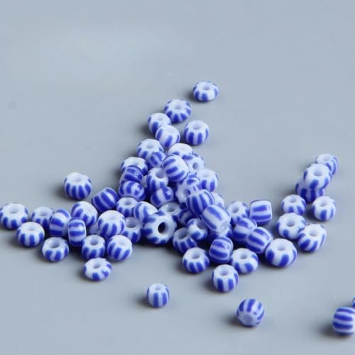 BZSQD 1500/4500 Stück 3/4 mm blau-weiße Vintage-gestreifte Glasperlen, Bunte tschechische Glas-Rocailles für die Herstellung von Armbändern, Halsketten, DIY-Handwerk BZSQD 1500/4500 Stück 3/4 mm blau-weiße Vintage-gestreifte Glasperlen, Bunte tschechische Glas-Rocailles für die Herstellung von Armbändern, Halsketten, DIY-Handwerk von BZSQD