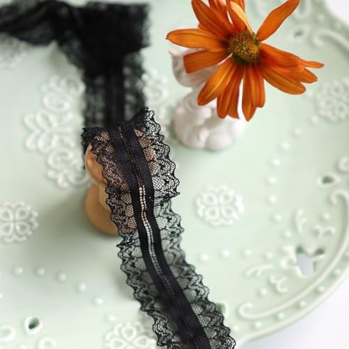 BZSQD 2/6/10 m schwarz bestickter Spitzenbesatz und Bastelband mit Wellenkante, weicher, langlebiger dekorativer Besatz für Hochzeiten, Bastelarbeiten BZSQD 2/6/10 m schwarz bestickter Spitzenbesatz und Bastelband mit Wellenkante, weicher, langlebiger dekorativer Besatz für Hochzeiten, Bastelarbeiten von BZSQD