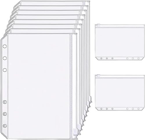 20 Stück A5 Klarsichtmappen 6 Löcher Reißverschluss Wasserdicht PVC Loseblatt-Mappe für Dokumente Mehrzweck-Aufbewahrung von kleinen Gegenständen Organisieren und Verlust vermeiden (2950) von BZVCRTYKL