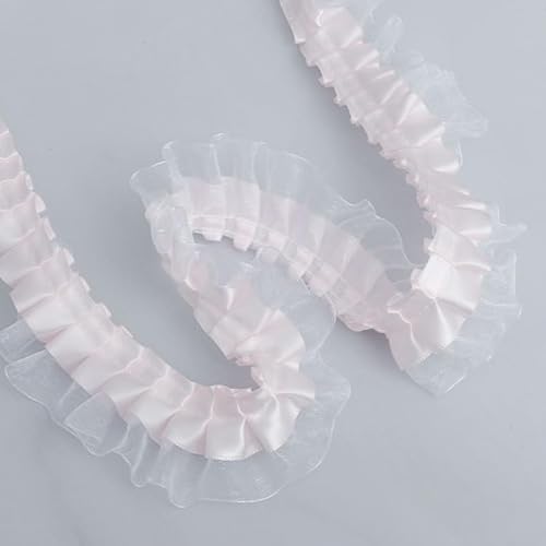 BZWKQA 4,5 m doppellagiges Satinband aus Organza, 4 cm, Vintage-Band zum Nähen, Hochzeitsdekoration, Bastelarbeiten, Kleidungsverzierung (Rosa) von BZWKQA