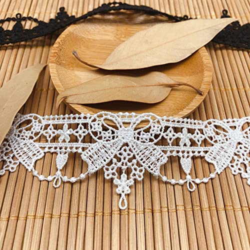 BZWKQA Spitzenband, 3,6 cm breit, 4,5 m – bestickte florale Spitze für Hochzeitskleider, Bastelarbeiten, Vintage-Heimdekoration (weiß) von BZWKQA