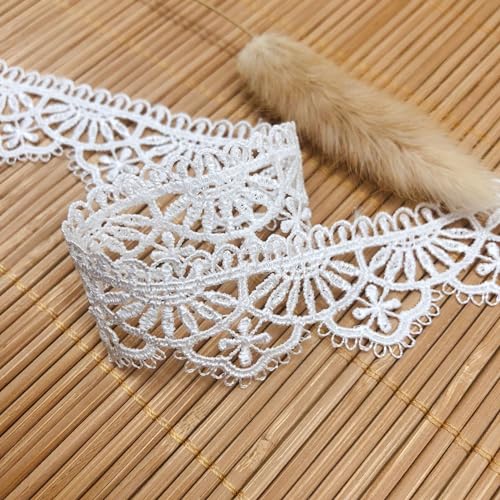 Elegantes Spitzenband, Rautenborte für Hochzeitsdekorationen, Geschenkverpackungen, Näharbeiten, Basteln, 2,6 cm – 4,5 m (weiß) von BZWKQA