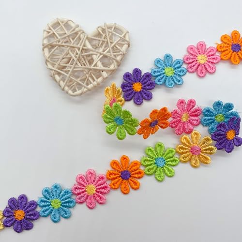 Gänseblümchenband, Bonbonfarben, Gänseblümchen, Spitzenborte, 2,5 cm breit, bestickter Stoffbesatz für Applikationen, Nähen, Handwerk, DIY, Kleidungsdekoration Gänseblümchenband, Bonbonfarben, Gänseblümchen, Spitzenborte, 2,5 cm breit, bestickter Stoffbesatz für Applikationen, Nähen, Handwerk, DIY, Kleidungsdekoration von BZWKQA