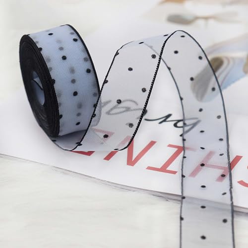 Gepunktetes Band, 1,6 cm x 4,5 m, gepunktet, Bastelband für Geschenkverpackungen, Haarschleifen, Hochzeitsdekorationen, DIY-Nähprojekte (blau) von BZWKQA