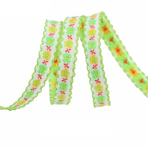 Vintage-Jacquard-Spitzenbordüre, 4,5 m lang, 1,2 cm breit, handgewebtes Holz-Shuttle-Handwerk, Blumen-Designs für DIY-Nähen, Geschenkverpackungen, Hochzeitsdekoration (grün) von BZWKQA