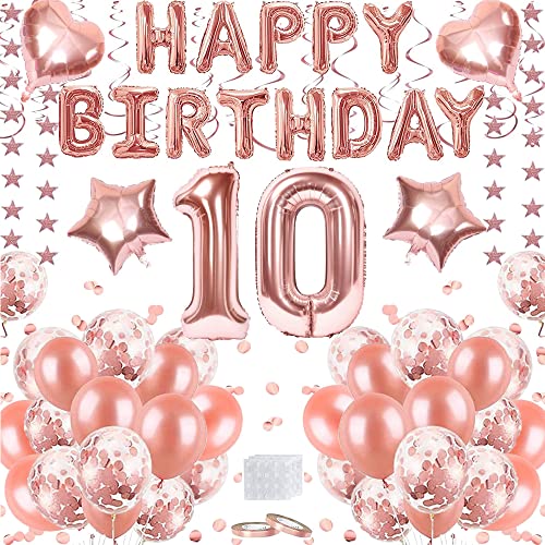 Luftballon 10. Geburtstag Rosegold, Geburtstagsdeko Mädchen 10 Jahr, Deko 10 Geburtstag Mädchen, Riesen Folienballon Zahl 10, Ballons Konfetti für Frauen Mädchen Party Geburtstag Deko. von BaXing