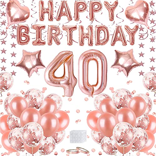 Luftballon 40. Geburtstag Rosegold, Geburtstagsdeko Mädchen 40 Jahr, Deko 40 Geburtstag Mädchen, Riesen Folienballon Zahl 40, Ballons Konfetti für Frauen Mädchen Party Geburtstag Deko. von BaXing