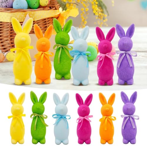 Osterhasen-Dekoration, beflockte Osterhasen-Figur mit Fliege, 22,4 cm, beflockter Hase, Tischdekoration, Dekoration für Ostern, Tischdekoration, Partyzubehör, Geschenke für Kinder Osterhasen-Dekoration, beflockte Osterhasen-Figur mit Fliege, 22,4 cm, beflockter Hase, Tischdekoration, Dekoration für Ostern, Tischdekoration, Partyzubehör, Geschenke für Kinder von BaYuYPOO