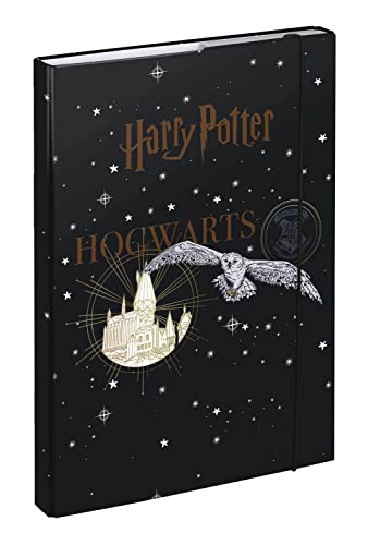 Baagl Heftbox für Schulranzen A4 - Sammelmappe für Kinder mit Gummiband und Innenklappen - Heftmappe, Sammelbox mit Gummizug für Jungen (Harry Potter Hogwarts Wappen) von Baagl