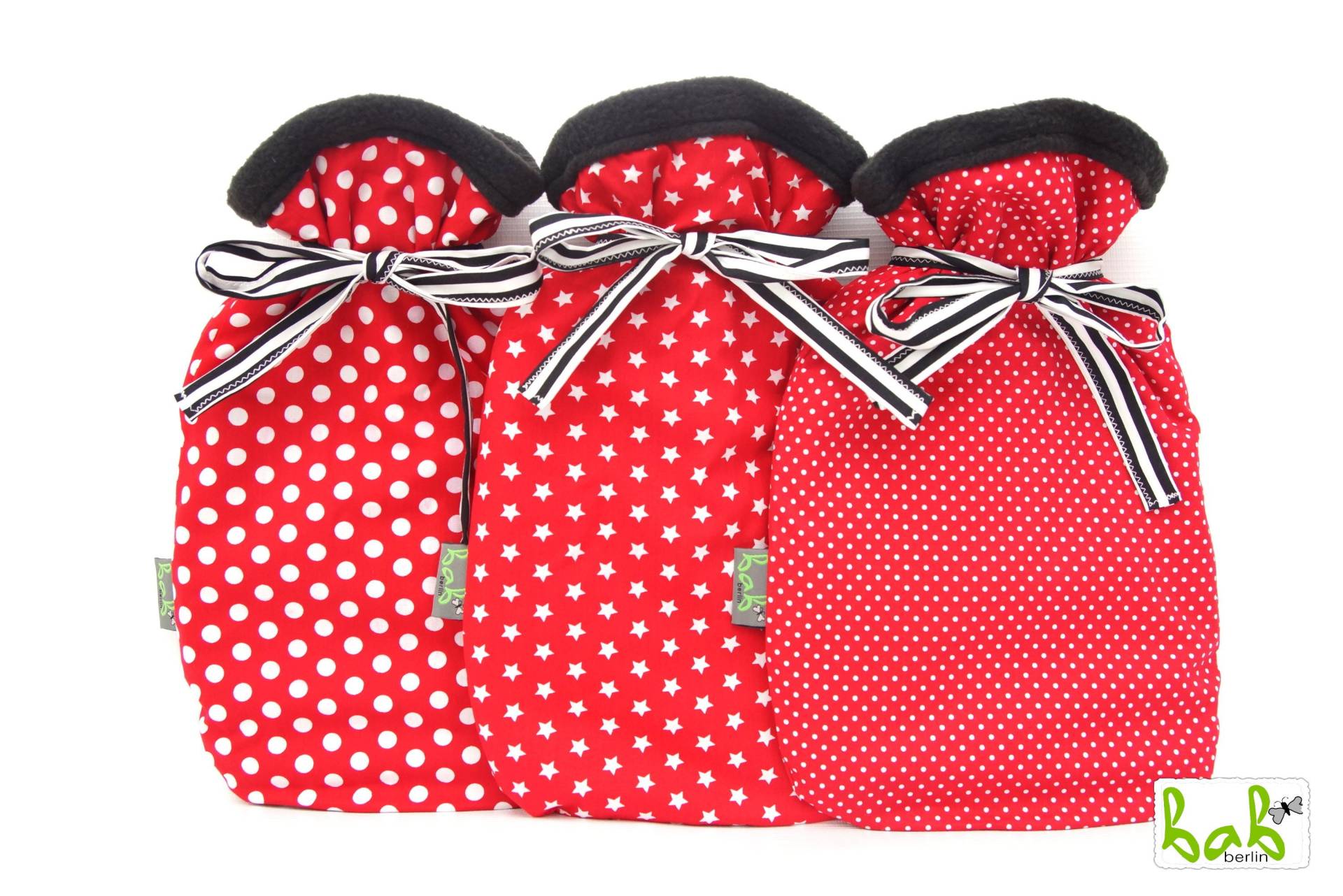 Wärmflaschenbezug, Wärmflaschenhülle in Rot Schwarz Mit Punkten Oder Sternen, Optional Wärmflasche Wärmflaschenbezug, Wärmflaschenhülle in Rot Schwarz Mit Punkten Oder Sternen, Optional Wärmflasche von BabBerlinVonElena