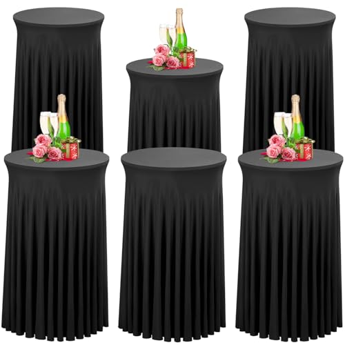 Babenest Schwarz 60x110 Stehtisch Hussen mit Rock, 6er Set Stretch Tischhussen Runder Cocktail Tischrock, Tischdecke Stehtisch Abdeckung für Bistrotisch, Bartisch, Party, Hochzeit, Banketttisch Babenest Schwarz 60x110 Stehtisch Hussen mit Rock, 6er Set Stretch Tischhussen Runder Cocktail Tischrock, Tischdecke Stehtisch Abdeckung für Bistrotisch, Bartisch, Party, Hochzeit, Banketttisch von Babenest