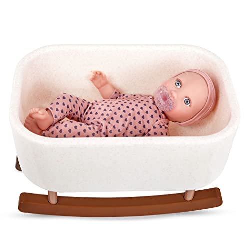 Babi 2er Set Baby Puppe mit Babybett zum Schaukeln – Babywiege, Schnuller, Kleidung Zubehör– Kinder Spielzeug für Mädchen und Jungen ab 3 Jahre von Battat
