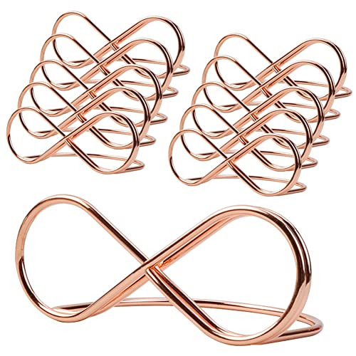 Babioms 10 Stück Tischkartenhalter Rosegold, 8Förmig Fotohalter Platzkartenhalter Memohalter Sitzkartenhalter Tischkarte Ständer für Hochzeit Party Restaurant Dekoration von Babioms
