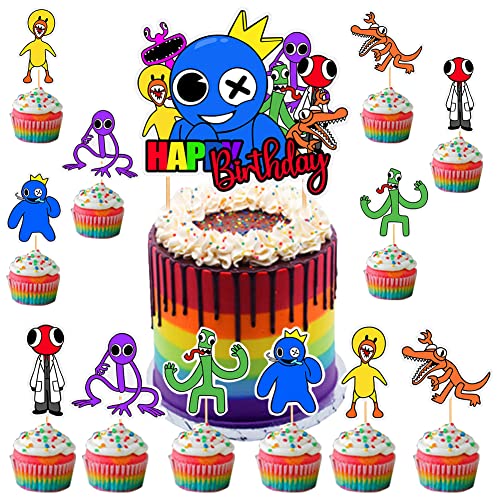 Babioms 13Pcs Rainbow Cake Topper, Cartoon Cupcake Toppers, Rainbow Kindergeburtstag Tortendeko, Kuchen Topper für Kinder Geburtstag Party Kuchen Dekoration von Babioms